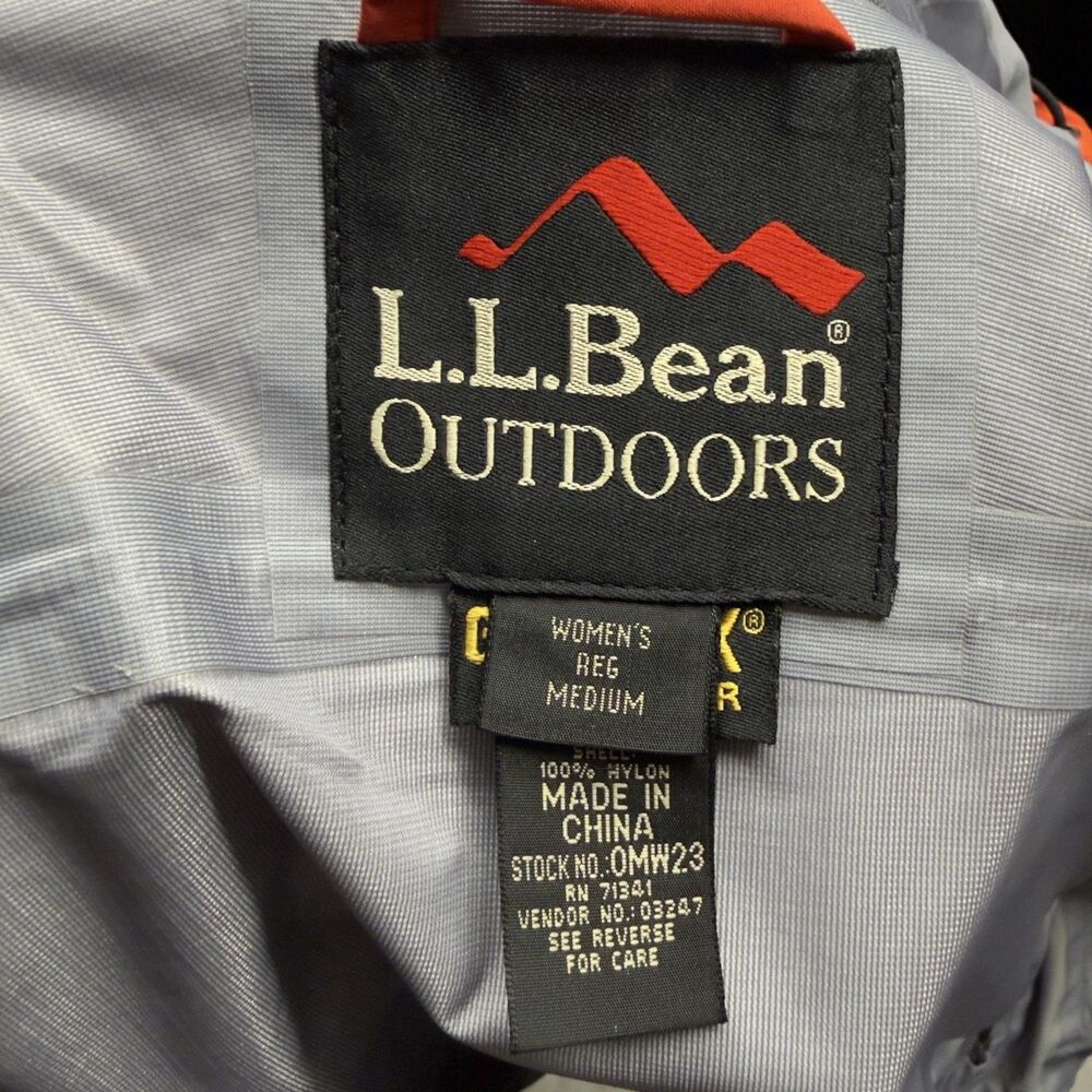 L.L. Bean Gore-Tex Rain Jacket Womens M Orange Hooded Waterproof Hiking Shell - Picture 3 of 16